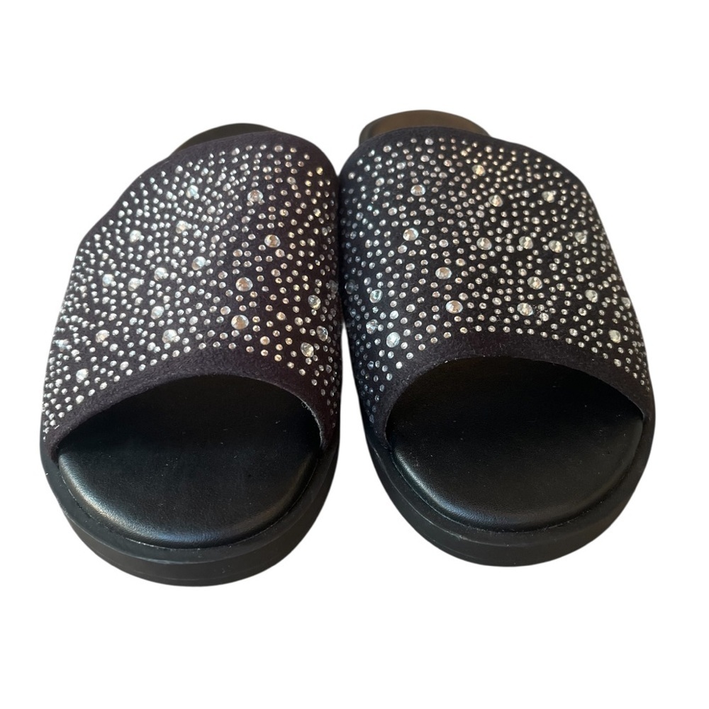 Yellow Box Louie Rhinestone Embellished Black Slide Sandals Size 6 - Picture 2 of 8